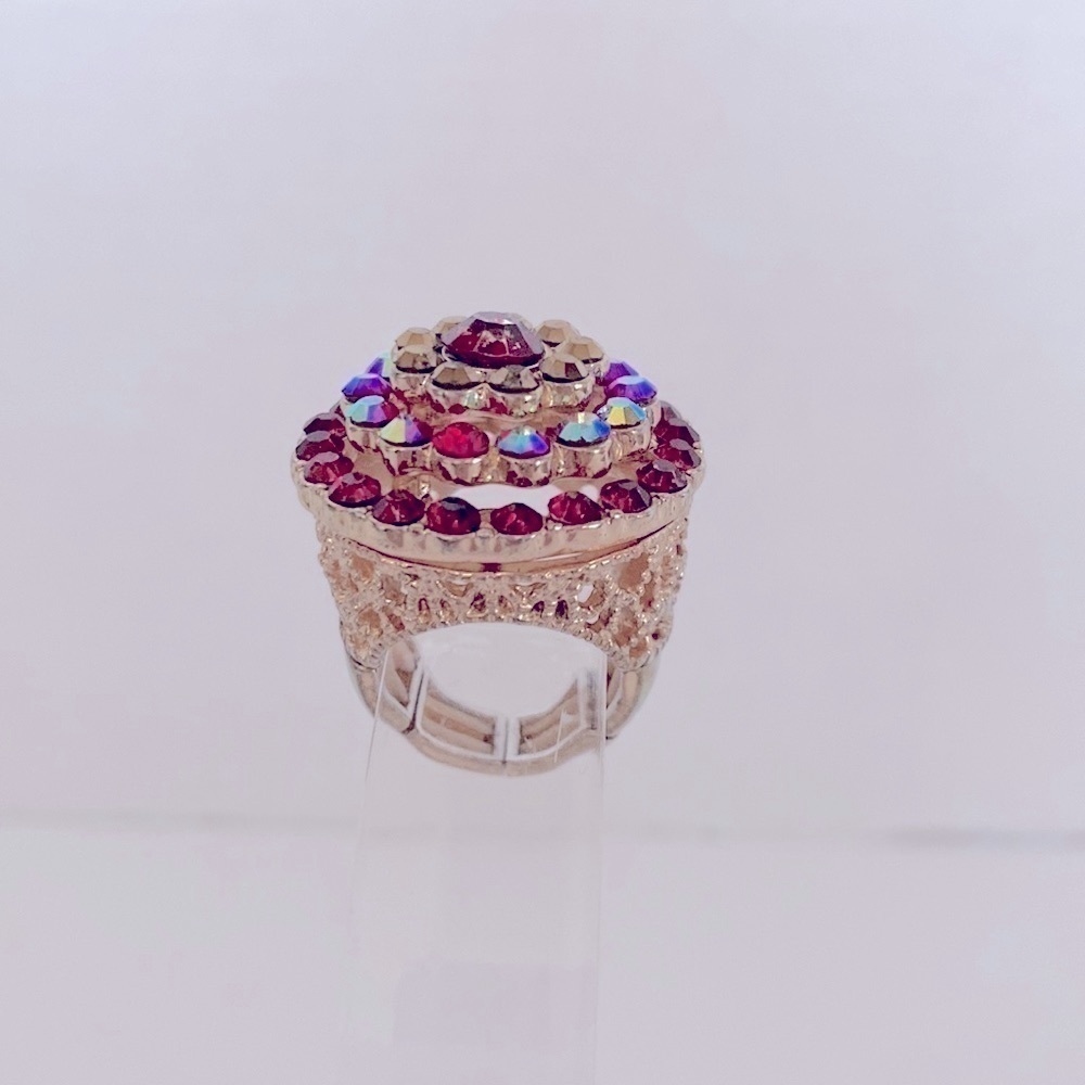 Large Statement Ring With Red Rhinestones - image 1